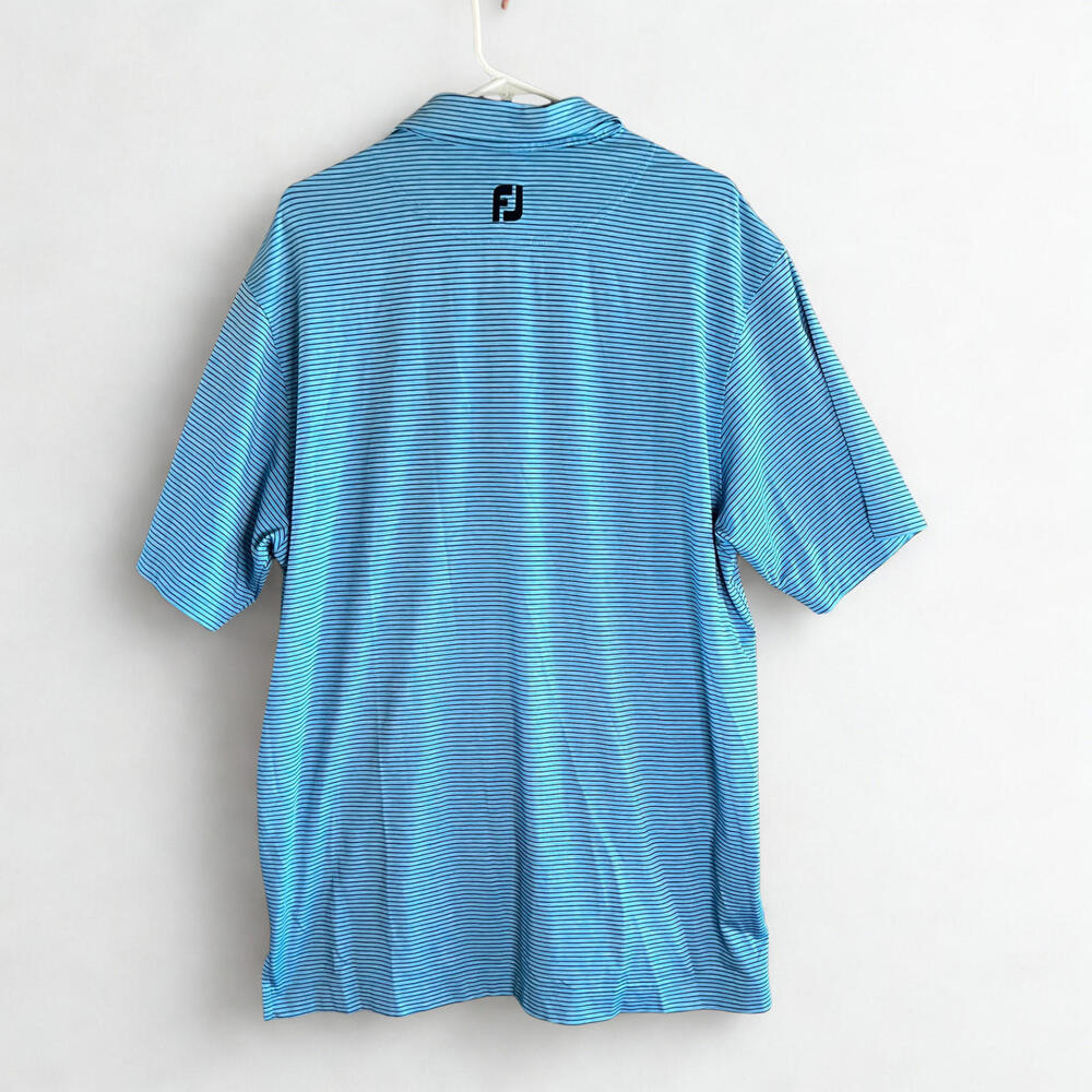 FJ FootJoy Polo Shirt Mens Size Large Blue/Navy Striped Golf Casual Short Sleeve - Picture 2 of 7